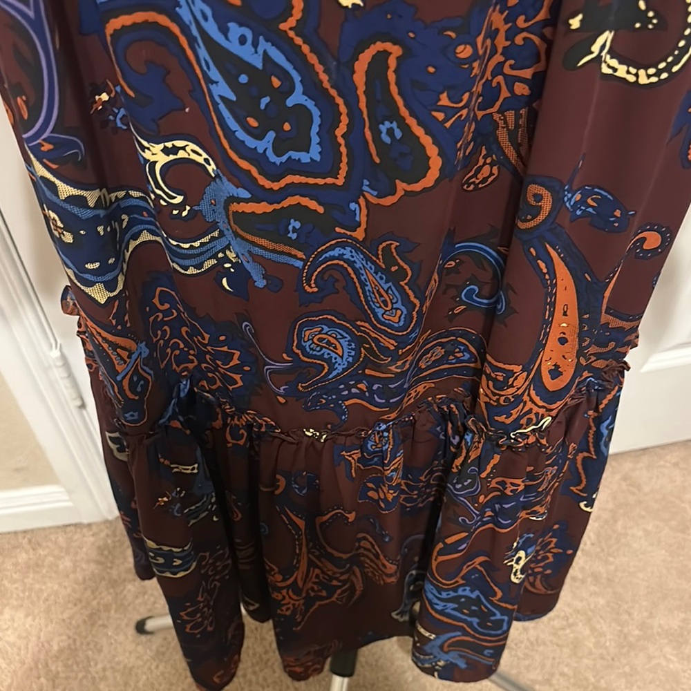 Casual Brown and Orange Long Sleeve Sundress - Picture 4 of 6
